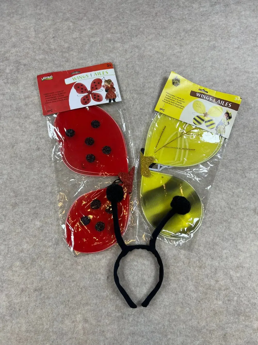Lady Bug and Bumble Bee Wings with Antenna Headband Halloween Accessory Set